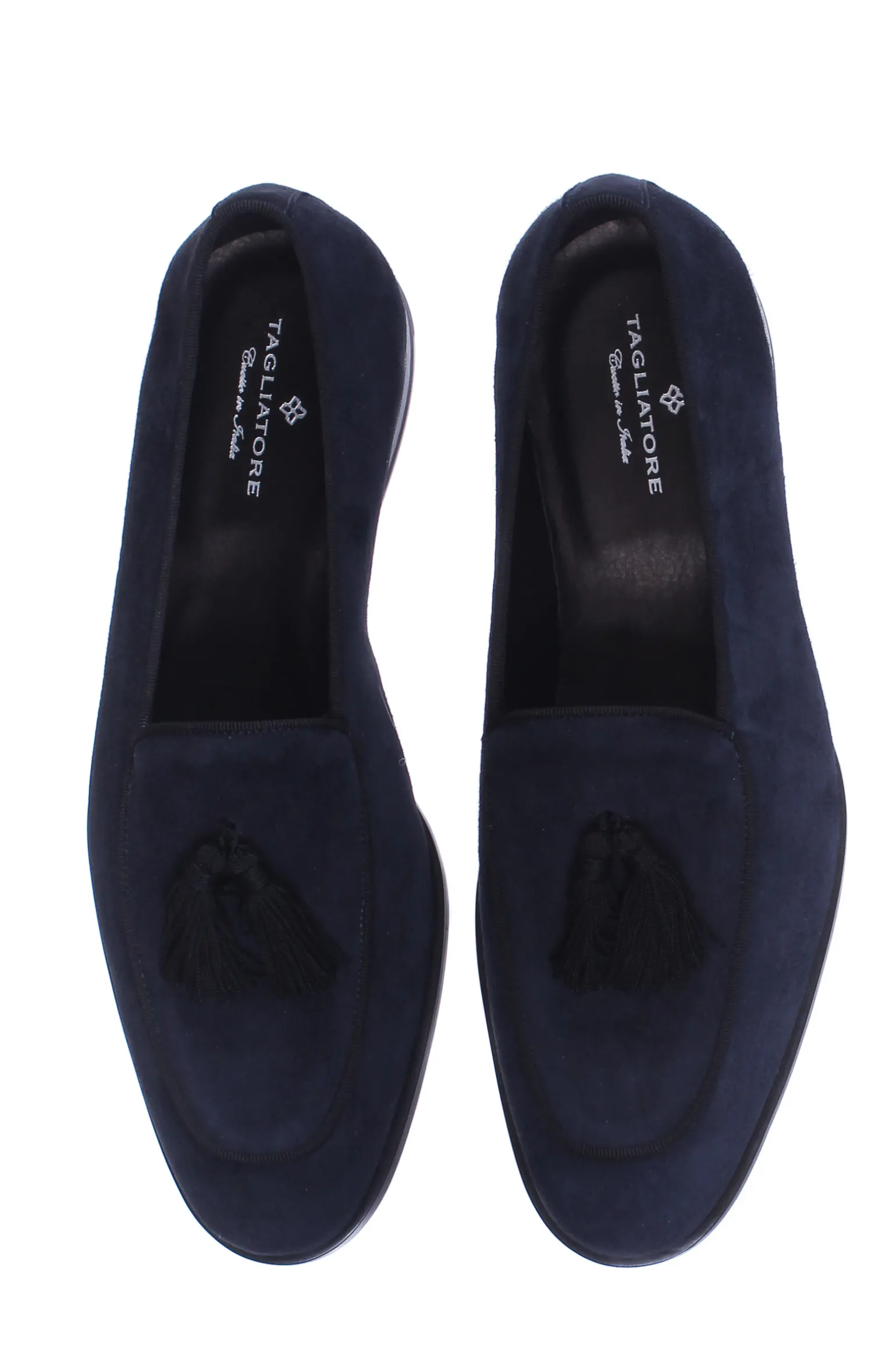 Mocassino in suede con nappine in tessuto