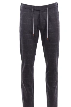 Pantalone jogger finestrato in lana e cashmere stretch