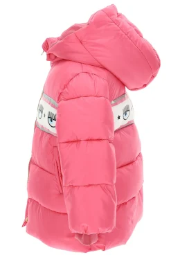 Piumino con cappuccio maxi logomania