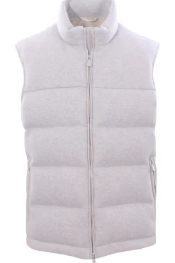 piumino smanicato in lana e cashmere