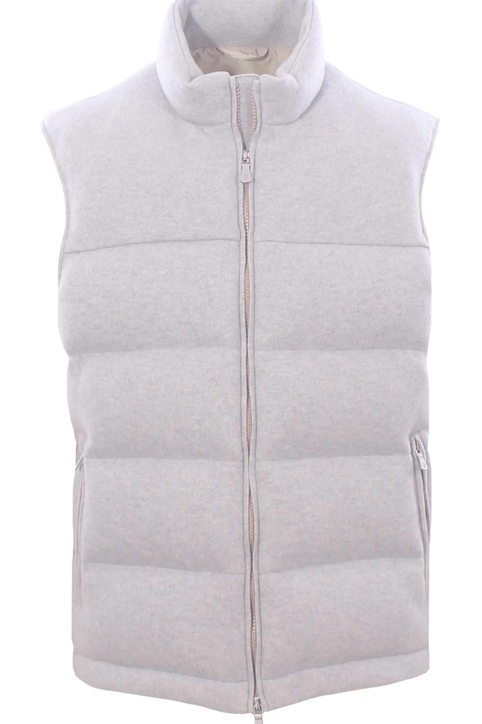 piumino smanicato in lana e cashmere