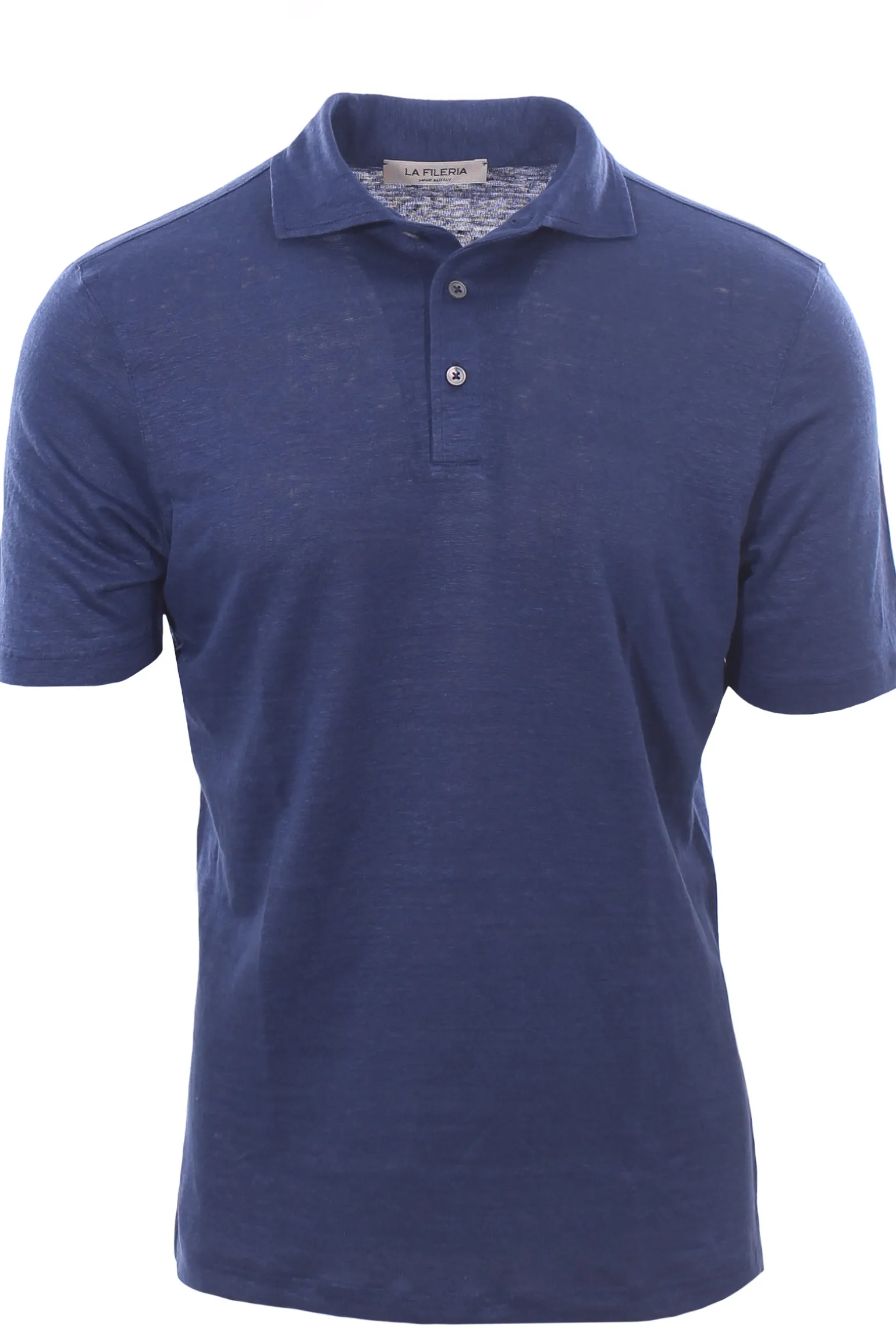 polo collo camicia in lino