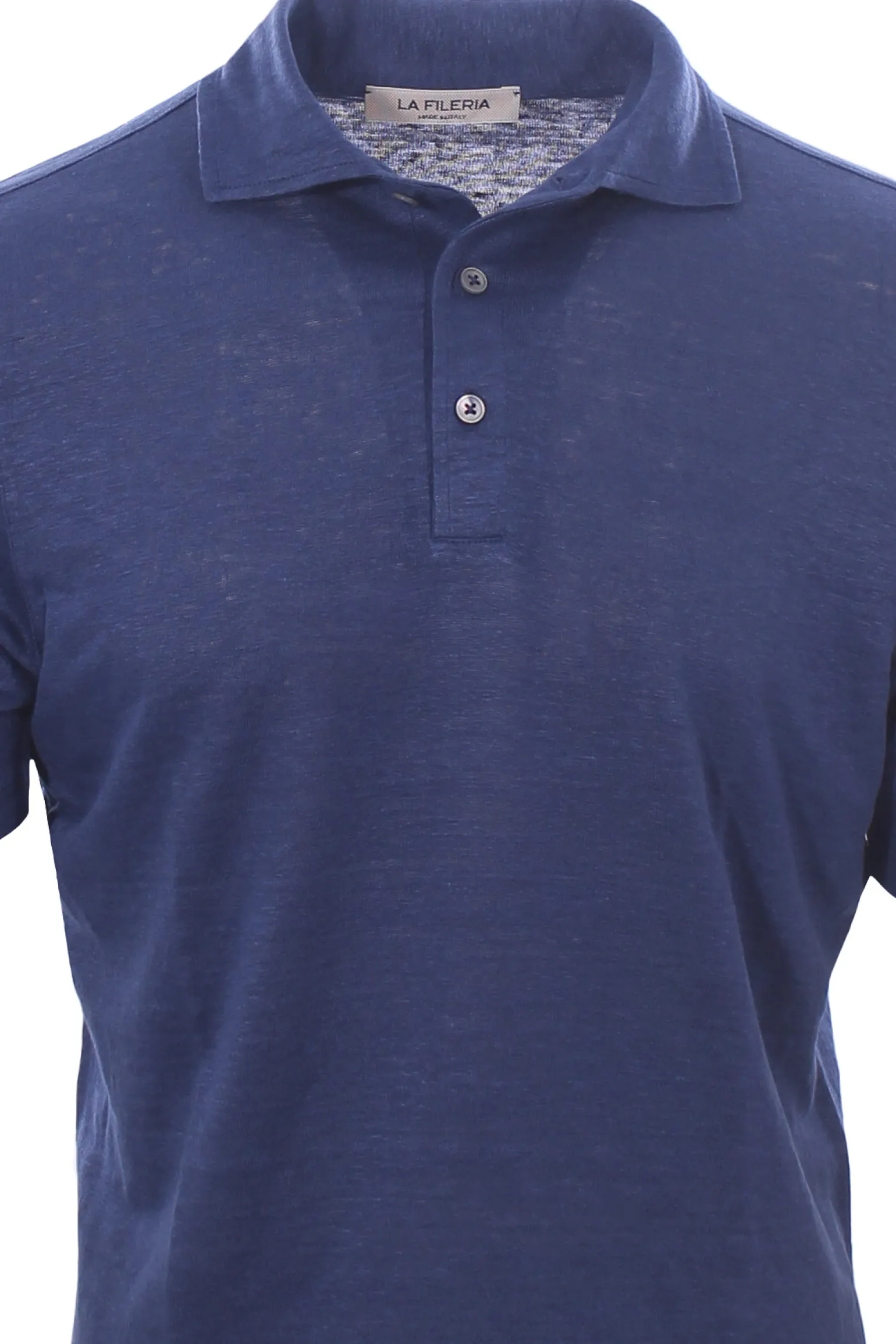 polo collo camicia in lino
