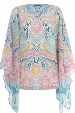 Poncho in seta stampata