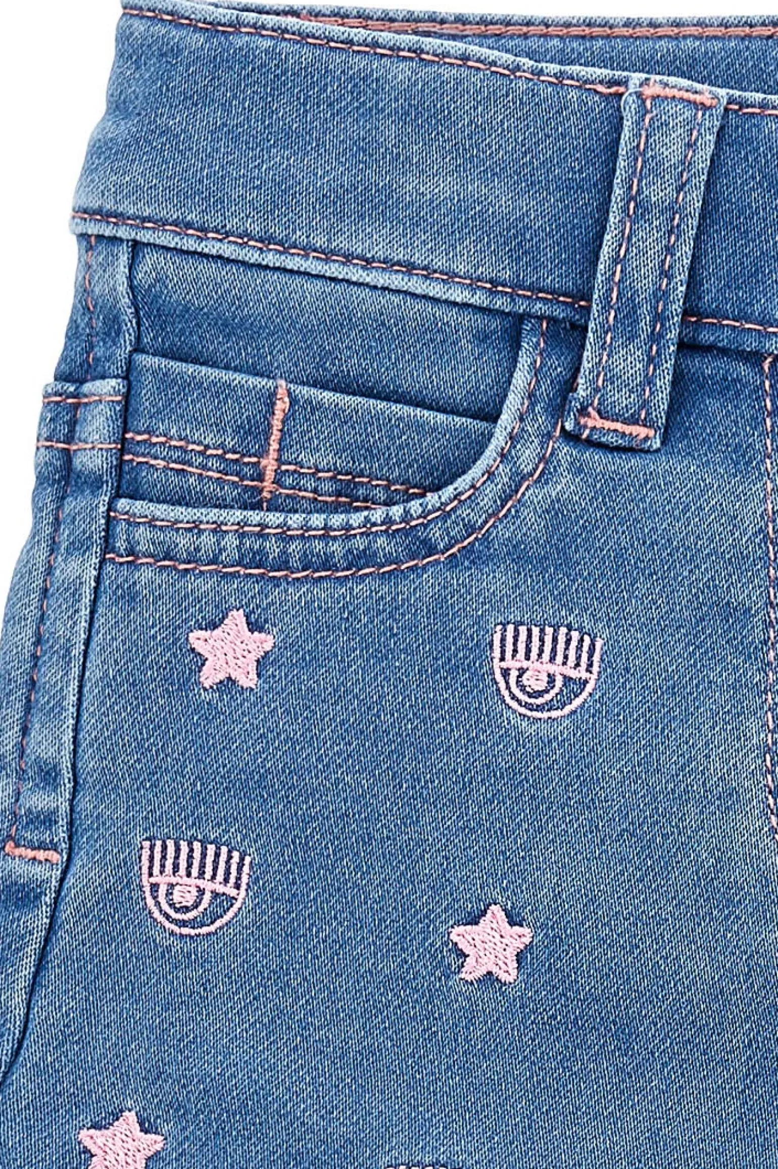 Shorts con logo in denim stretch