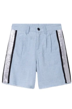 Shorts in denim con pailettes