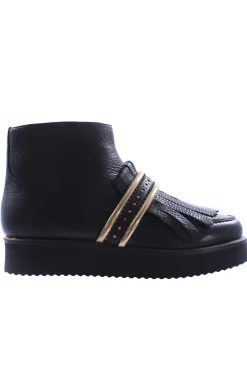 Tronchetto basso in pelle con frange