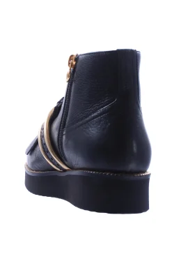 Tronchetto basso in pelle con frange