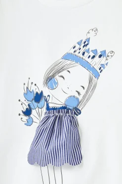 T-shirt bimba con tulipani in cotone