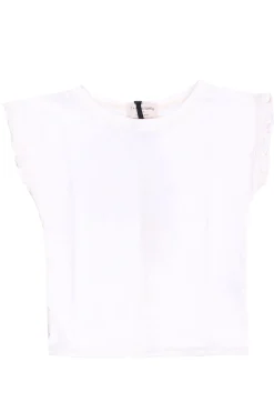 T-shirt girocollo in cotone con rouches