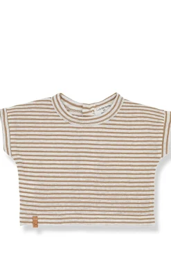 T-shirt girocollo in lino e cotone