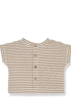 T-shirt girocollo in lino e cotone