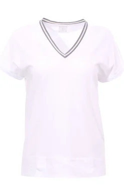 T-shirt in cotone collo a v