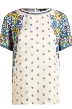 T-shirt in misto seta stampata