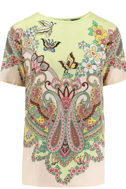 T-shirt in misto seta stampata