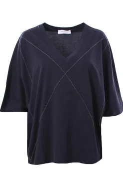 T-shirt over in cotone con applicazioni