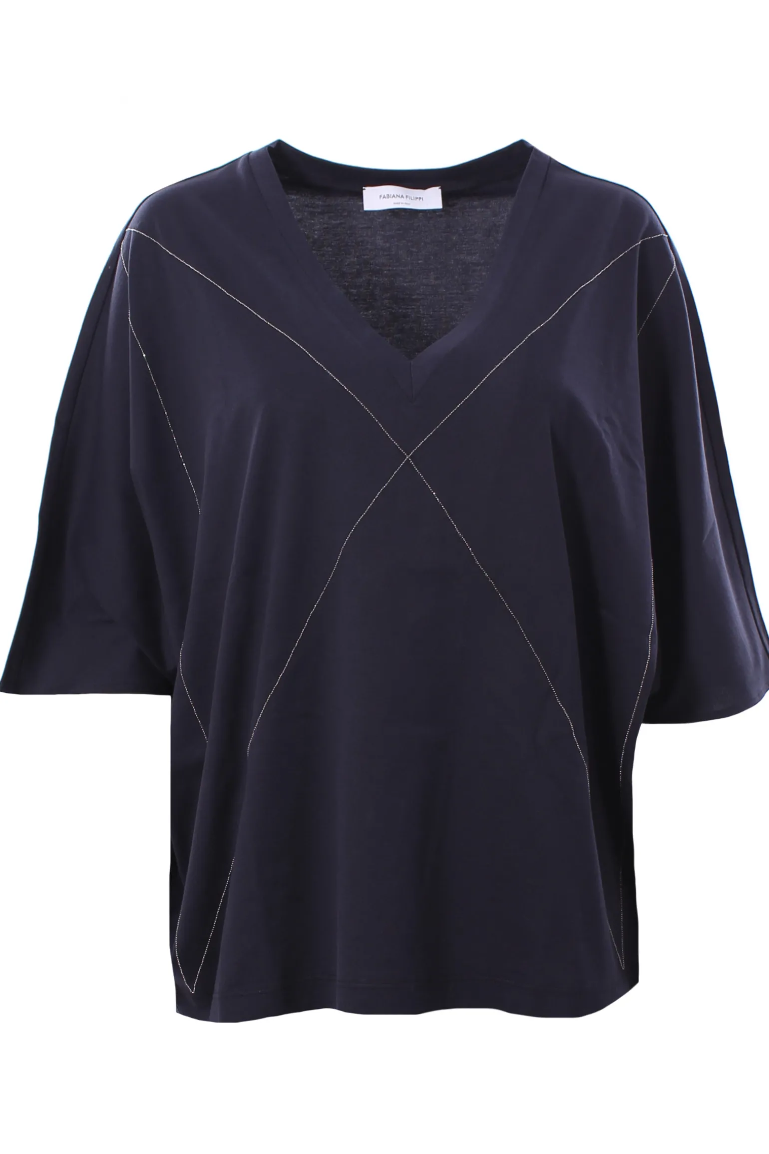 T-shirt over in cotone con applicazioni